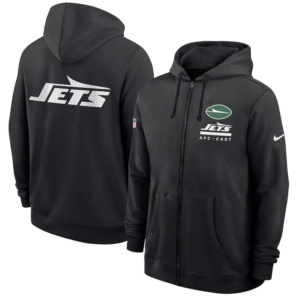 Men 2026 NFL New York Jets zip-up hoodie black 01->new york jets->NFL Jersey